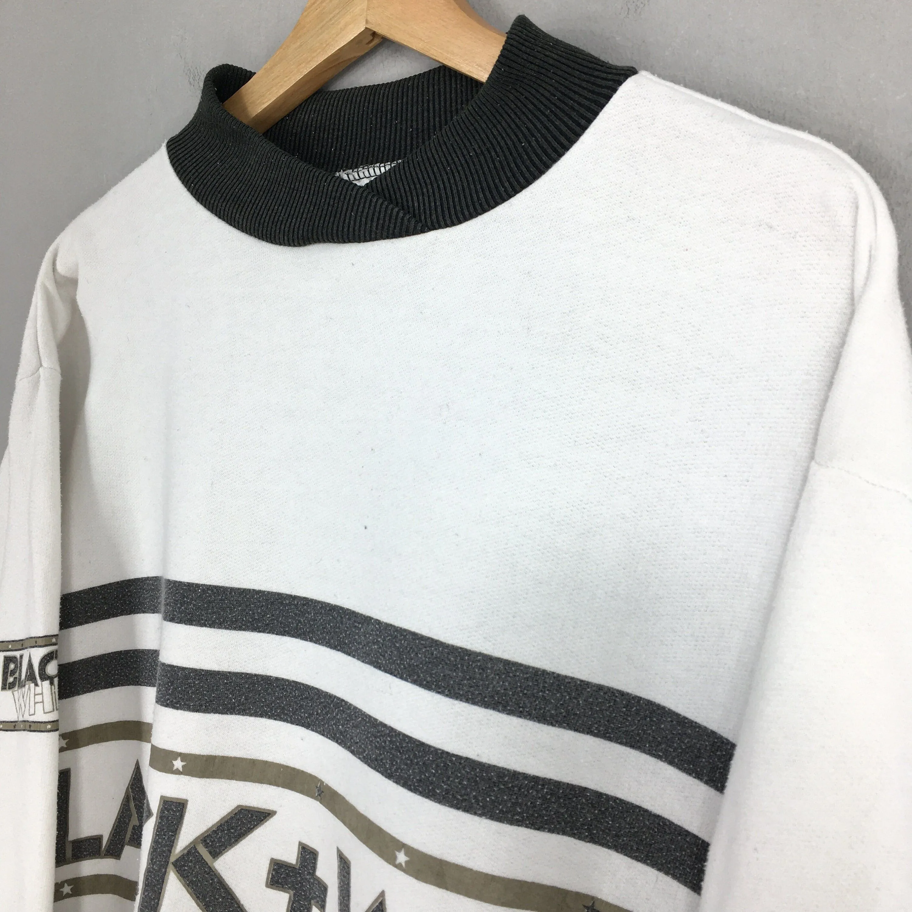 Black   White Stripes Sweatshirt Medium