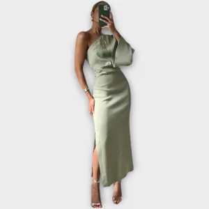 Elara Asymmetrical Satin Dress