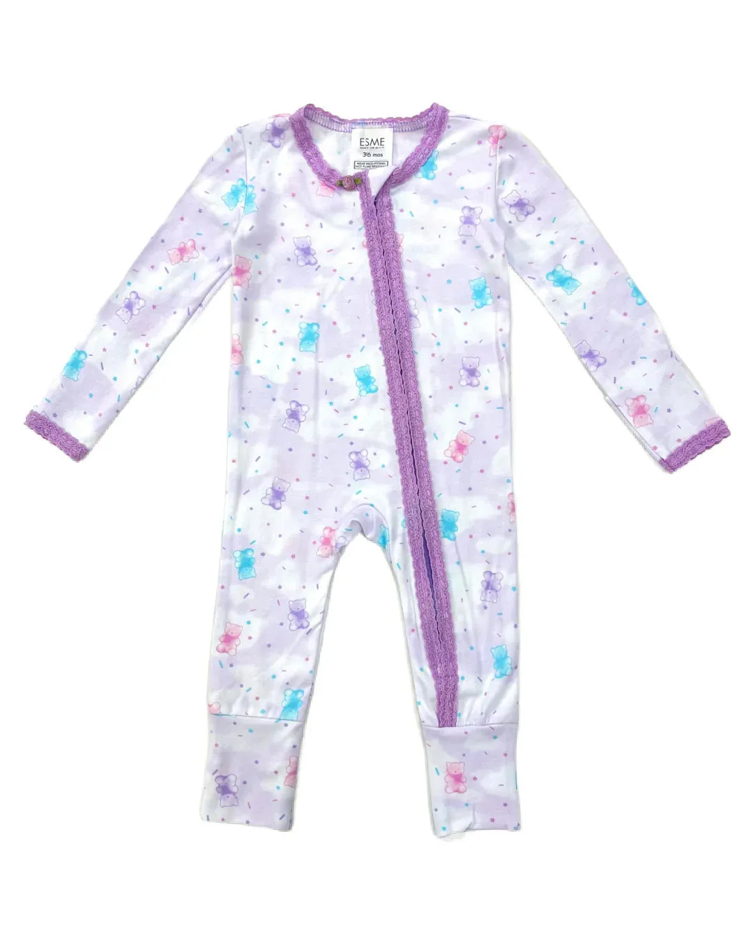 Esme Lace Footie in Sprinkle Bear
