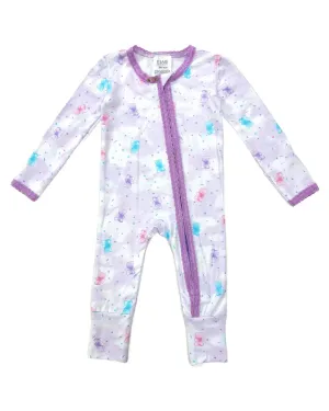 Esme Lace Footie in Sprinkle Bear