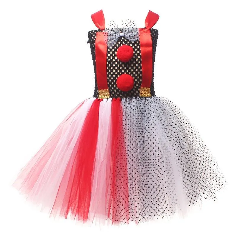 Girl's polka dot mesh princess dress Halloween costume Unique Party Outfit for Girls Trendy Punk Princess Dress