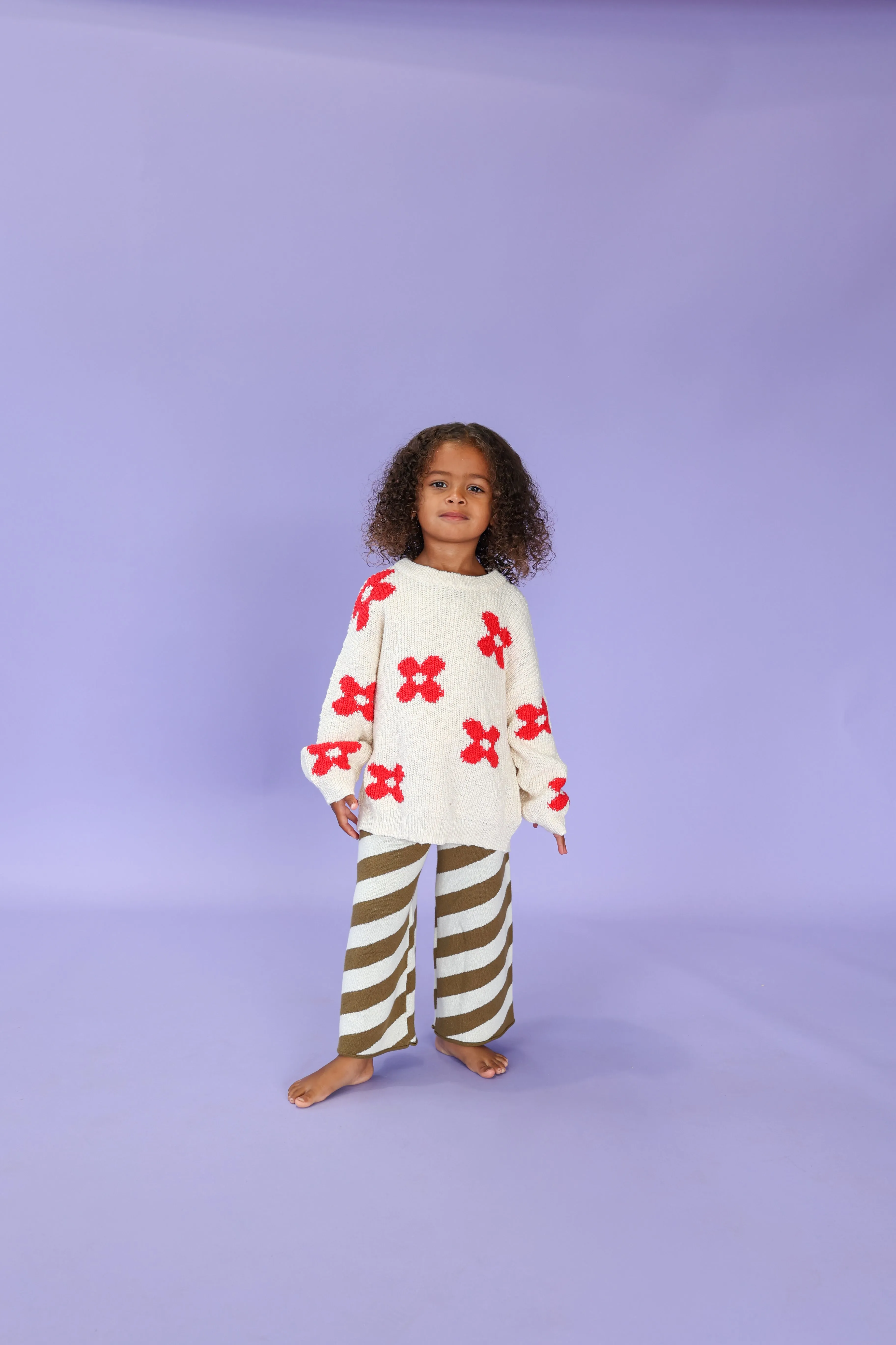 Grown Diagonal Stripe Knit Flares - Coffee