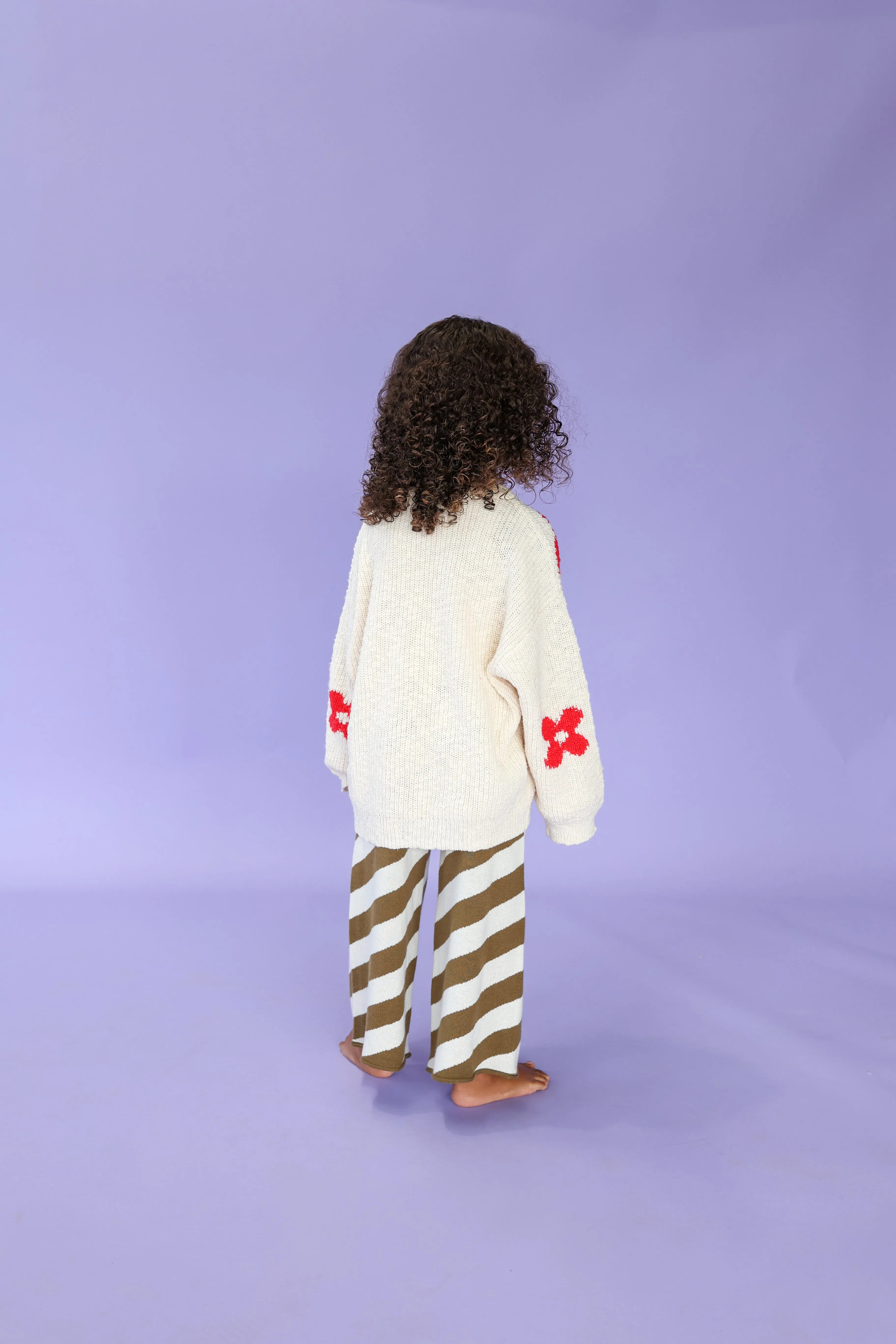 Grown Diagonal Stripe Knit Flares - Coffee