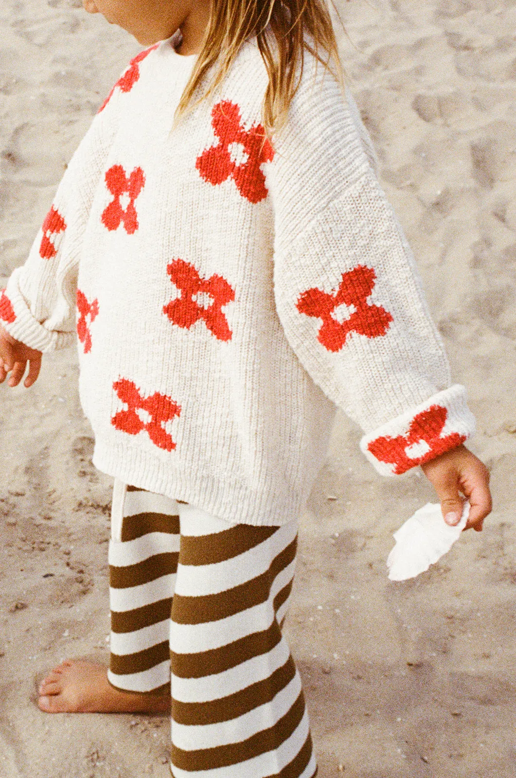 Grown Diagonal Stripe Knit Flares - Coffee