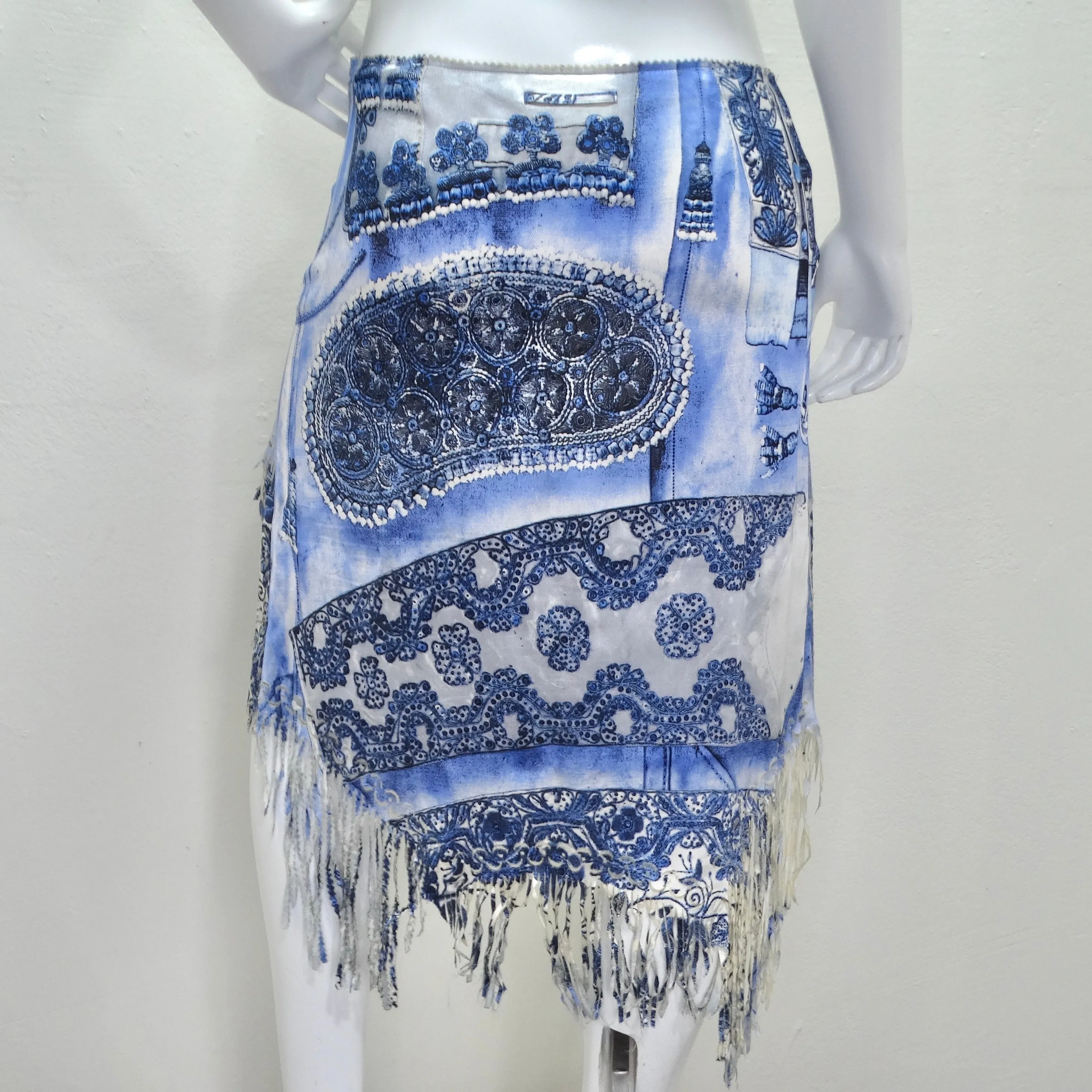 Jean Paul Gaultier Femme Embroidered Fringe Skirt