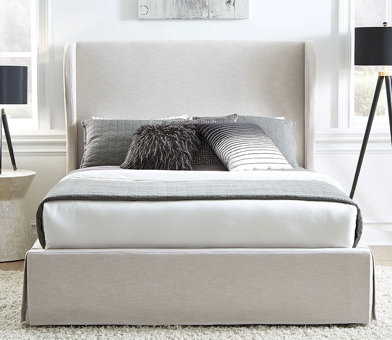 Modus Furniture Hera Upholstered Skirted Panel Bed
