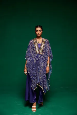printed Georgette cape with tube top & flared pants