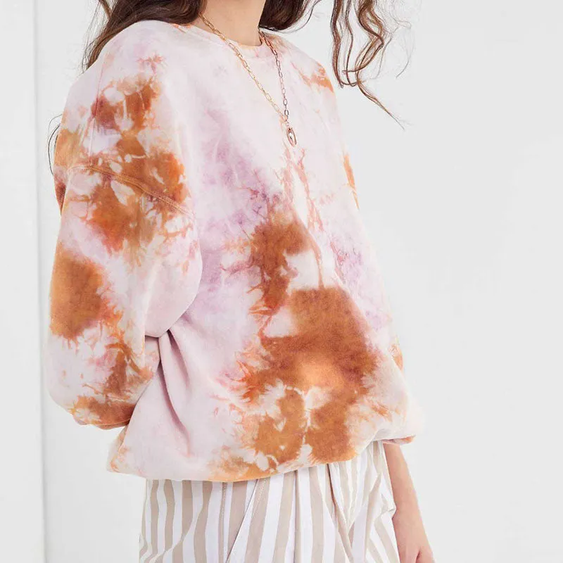 Thick Fashionable Pastel Pullover Tie Dye Sweatshirt Top